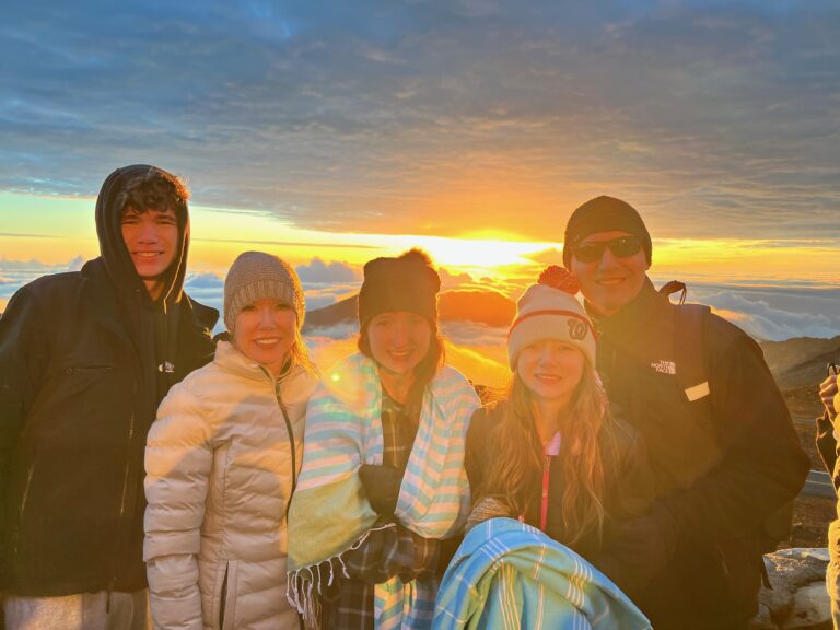 Family Sunrise at Haleakala Volcano in Maui Hawaii