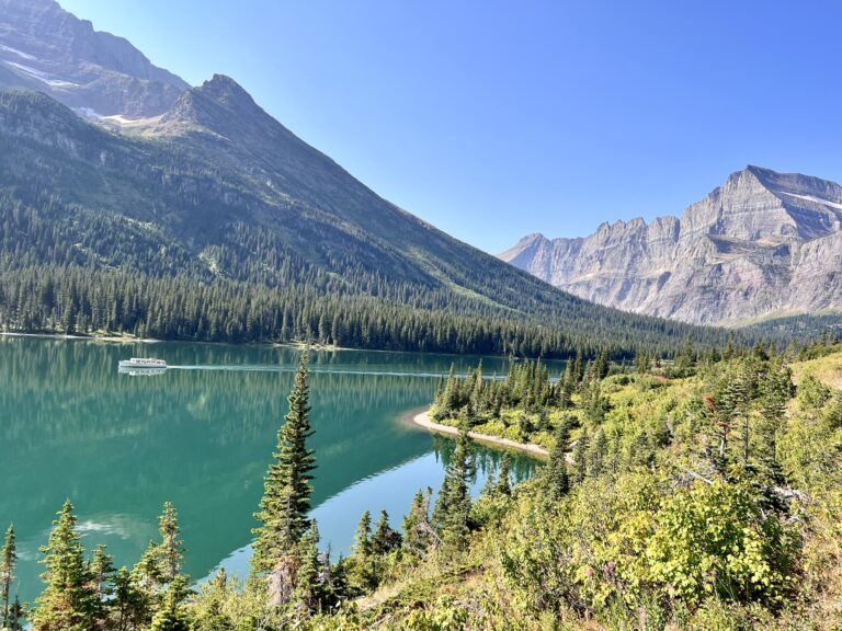 Josephine Lake boat shuttle in Glacier National Park, Montana