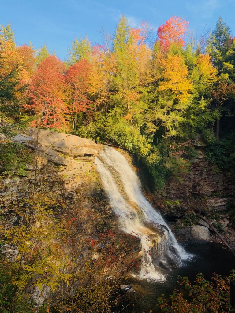 Swallow Falls waterfall in fall at Deep Creek Lake