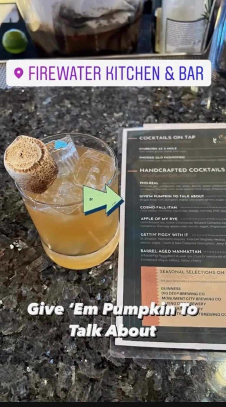 cocktail with marshmallow and menu