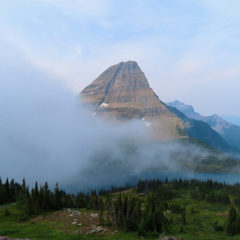 Foggy Hidden Lake Overlook in Glacier National Park