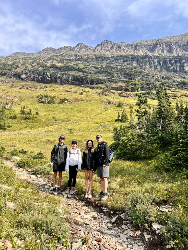 Hikers on the Hidden Lake Trail in Glacier National park