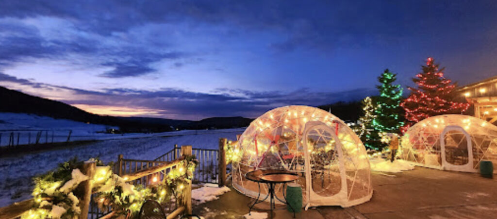 Igloo Dining in Winter at Mountain State Brewing in Deep Creek