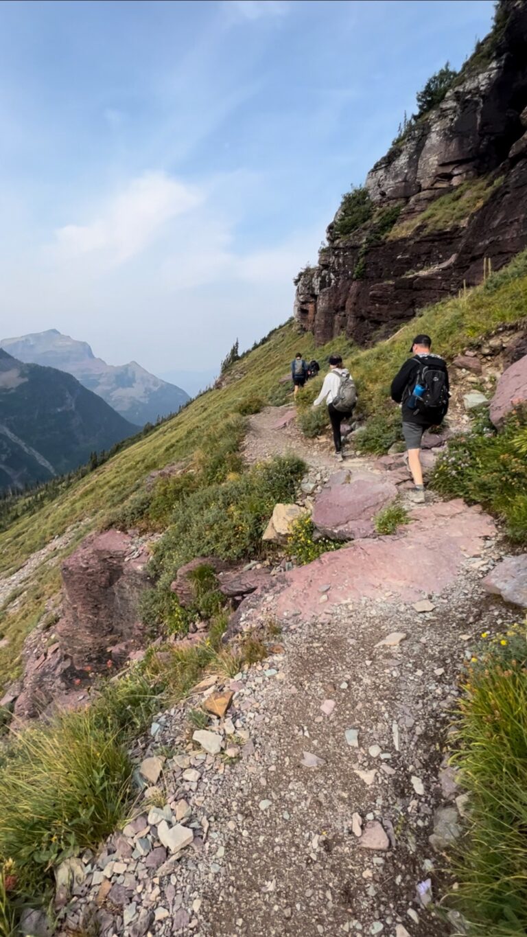 Hikers on Hidden Lake Trail in Glacier National Park