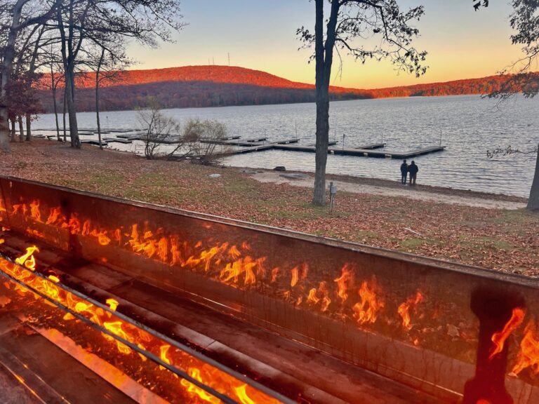 Sunset at Firewater Kitchen & Bar restaurant in Deep creek Maryland