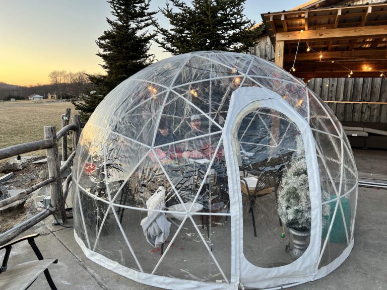 Igloo dining at Mountain State Brewing Restaurant in Deep Creek, MD