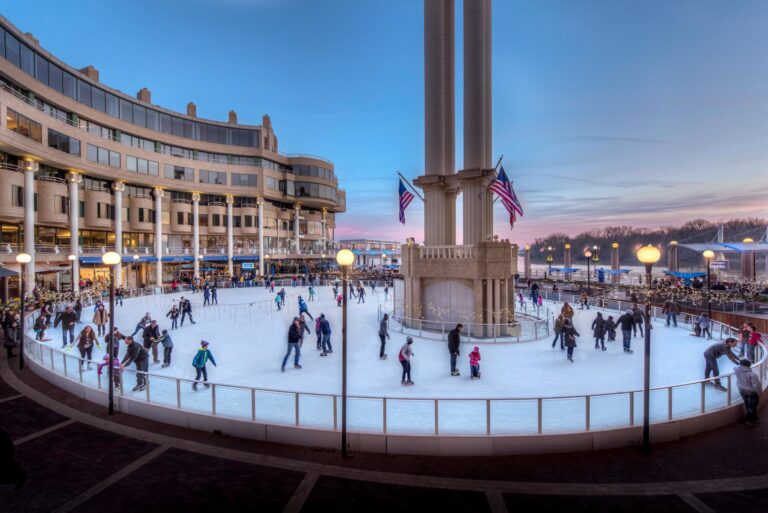 Washington Harbour Ice Rink during Christmas in Washington DC