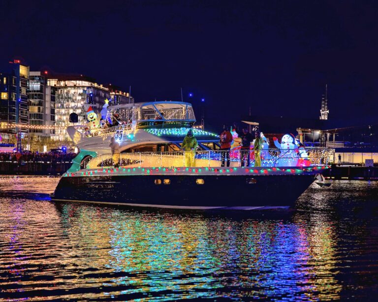 Christmas boat parade at the Wharf in Washington DC