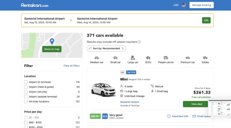 Rentalcars.com is a good tool for vacation planning