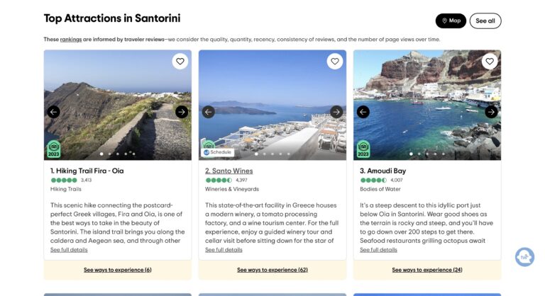 Trip Advisor gives you the top attractions in each destination