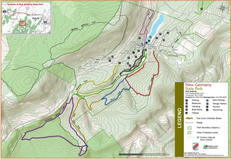 New Germany State Park Hiking Trails Map in Deep Creek Lake, Maryland