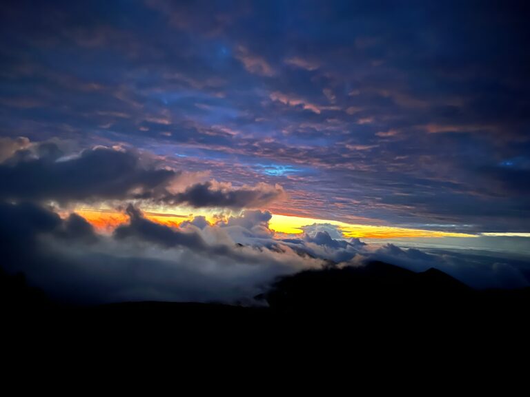Beginning of sunrise at Haleakala Crater in Maui, Hawaii