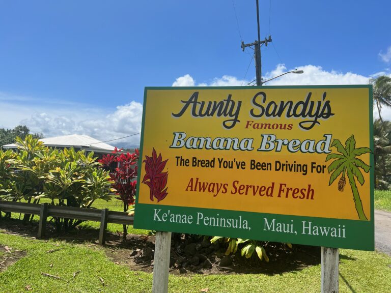 Aunty Sandy's banana bread on the Road to Hana in Maui, Hawaii