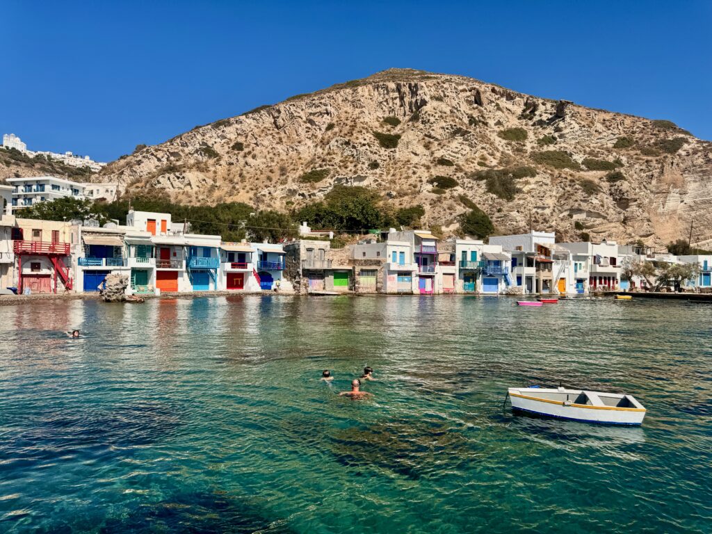 Klima colorful houses in Milos, Greece