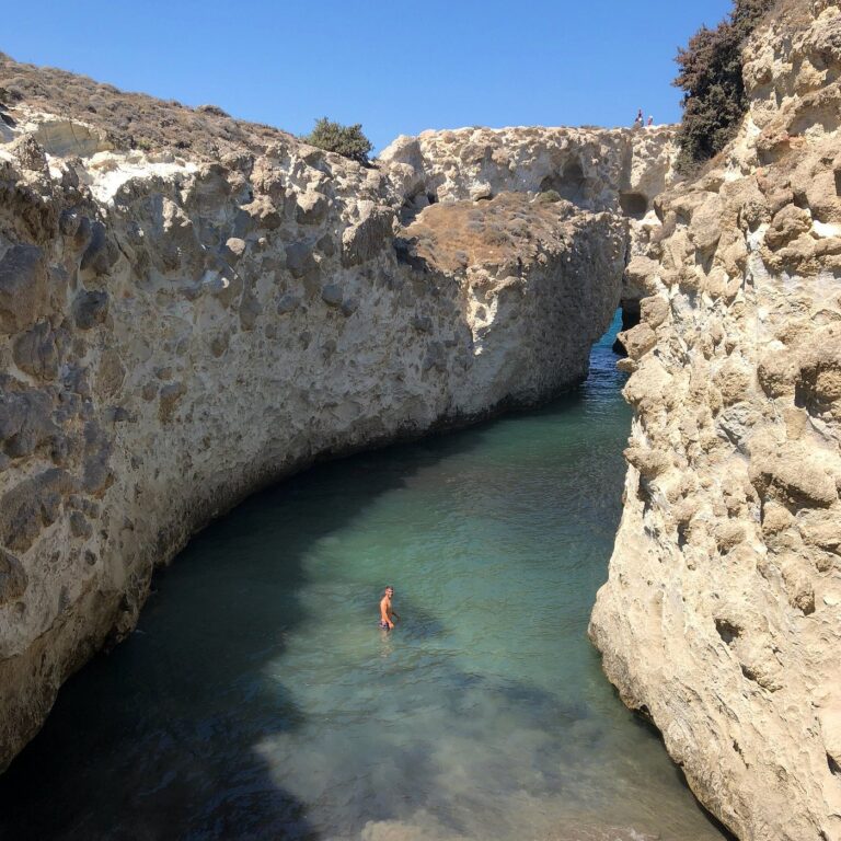 Papafragas Cave in Milos, Greece