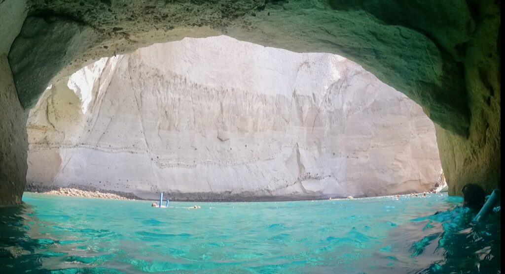 Snorkeling on boat tour In Milos, Greece Kleftiko