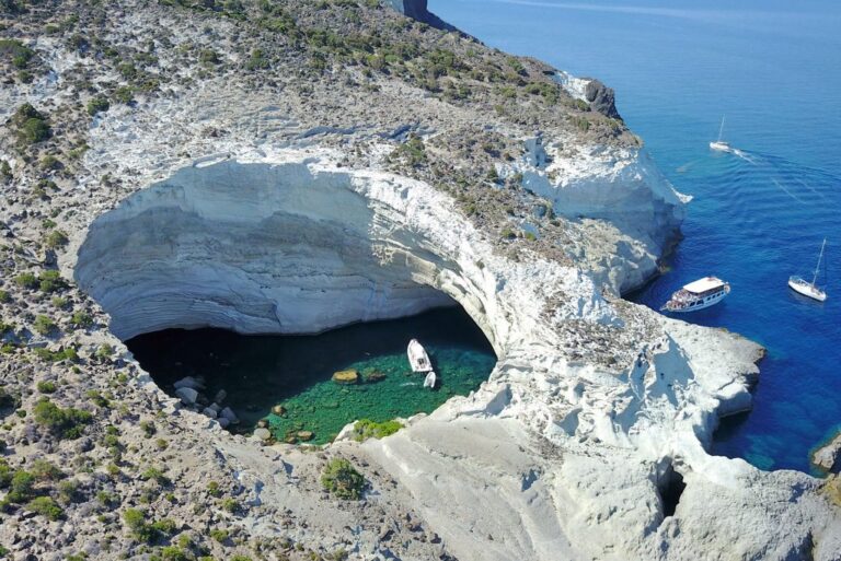 Sikia Cave on boat tour of Milos, Greece