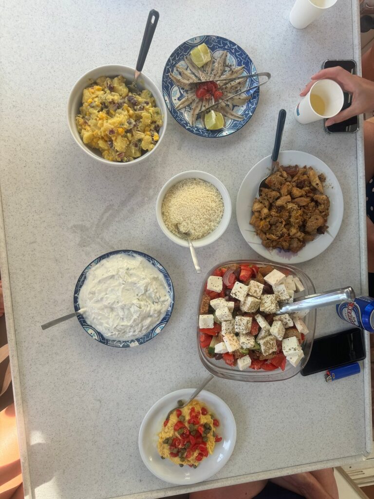 Mezze on boat tour in Milos, Greece