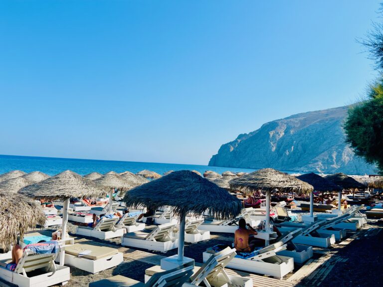 Kamari Beach in Santorini, Greece