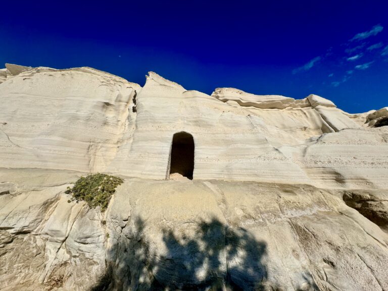 Caves at Sarakiniko Beach in Milos, Greece
