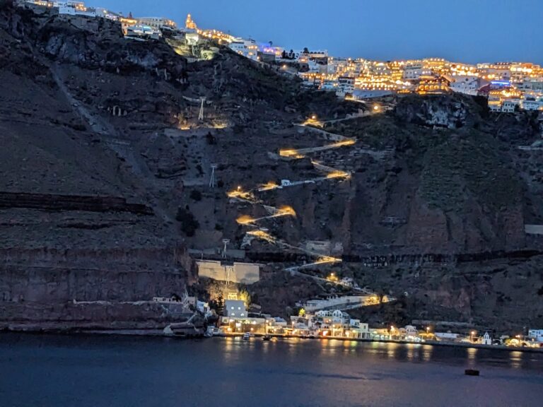 Old Port where cruise ships arrive in Santorini, Greece
