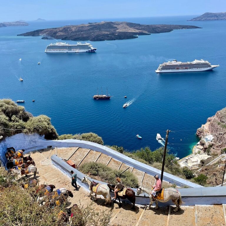 Steps from Old Port to Fira in Santorini Greece