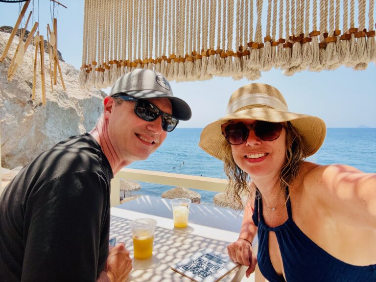 Black Beach Restaurant in Santorini, Greece