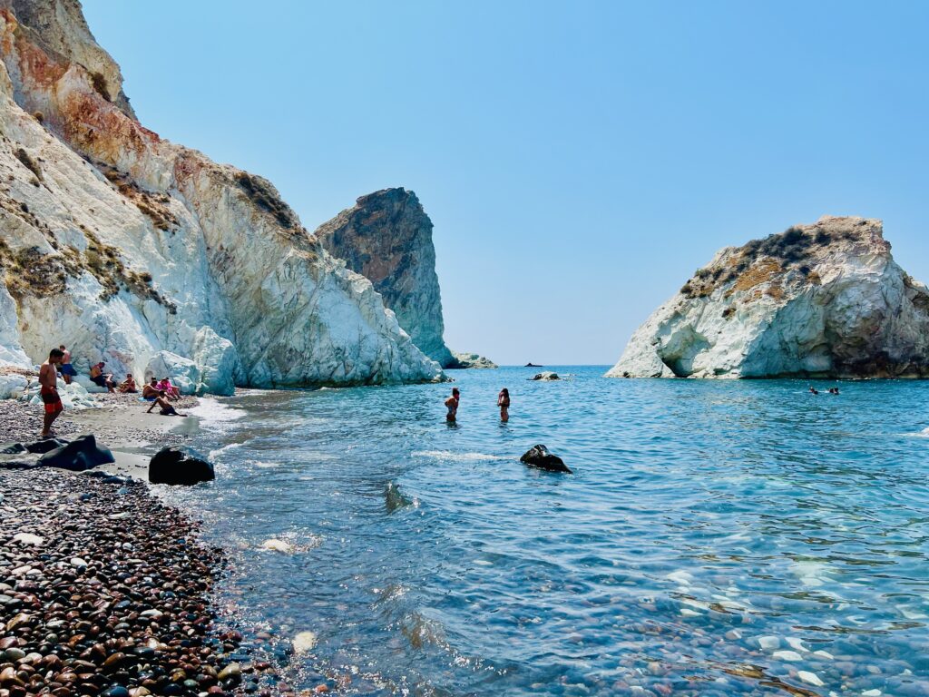 White Beach by Water Taxi in Santorini Greece