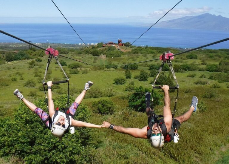 Dual zip lining in Maui, Hawaii
